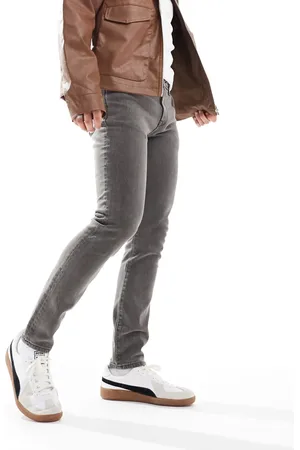 River Island – Mercury – Eng geschnittene Jeans in Dunkelgrau