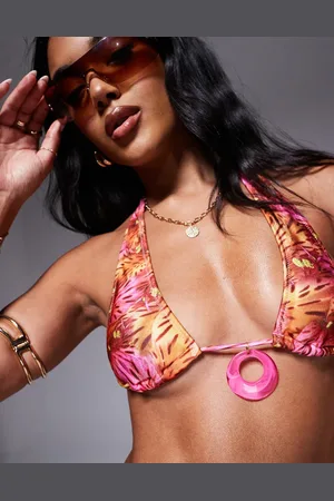 Candypants – Neckholder-Bikinioberteil mit abstraktem Print in mit Ringdetail