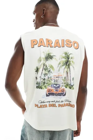 ASOS – Oversize-Tanktop in Wollweiß mit Brust- und Rückenprint