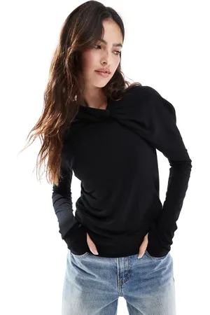SCALPERS – Langärmliges, asymmetrisches Shirt in mit Knotendetail