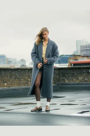 Topshop – Angerauter, eleganter Mantel aus hochwertigem Wollmix in