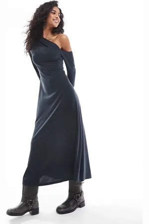 SCALPERS – Gerafftes Jersey-Kleid in Dunkelgrau