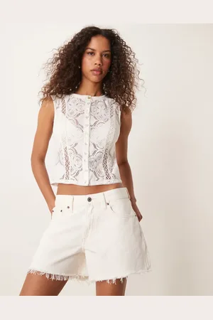 Abercrombie & Fitch – Weite Shorts in Creme