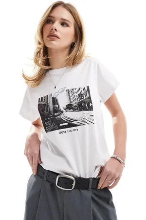 SCALPERS – T-Shirt in mit City-Print und Strassdetail
