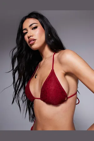 Candypants – Triangel-Bikinioberteil aus Spitze in Kirschrot