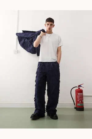 Reclaimed – Elegante Hose in Marineblau mit Fransen, Kombiteil