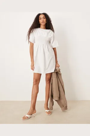 ASOS – Gesmoktes, trapezförmiges Mini-Babydoll-Kleid in