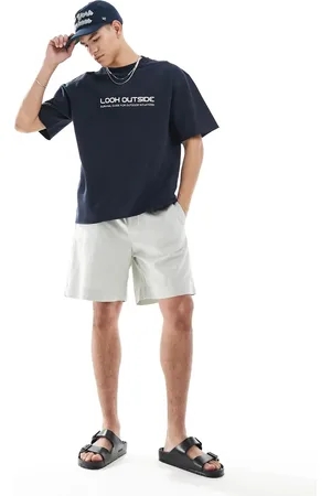 Pull&Bear – Leinenmix-Shorts in Hellgrün