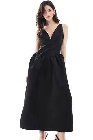 The Frolic Exklusiv – Midaxi-Kleid aus schwerem Satin in mit Korsett-Detail und tiefem Ausschnitt