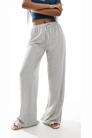 ASOS – Weit geschnittene Hose aus Leinenmix mit Nadelstreifen, Kombiteil
