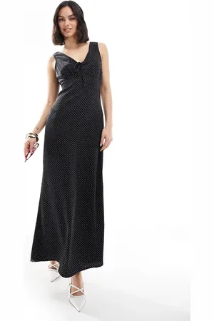 Brave Soul – Ärmelloses Kleid aus Satin in gepunktet