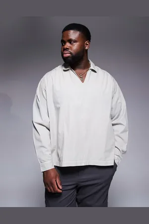 ASOS – Oversize-Schlupfhemd aus Popeline in Hellgrau