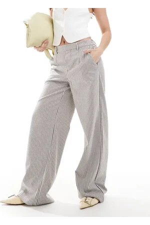 Object – Elegante, gestreifte Hose in und Weiß mit weitem Bein