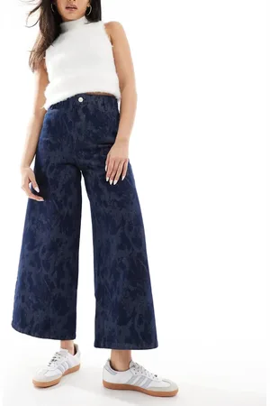 SCALPERS – Shiny Culotte – Glänzende Culotte-Jeans in dunklem Indigo