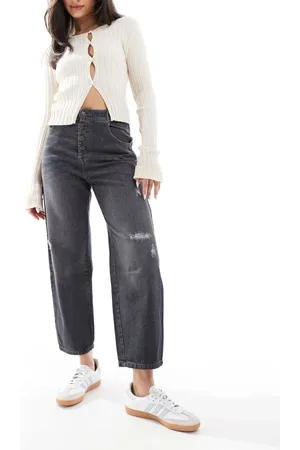 SCALPERS – Broken – Jeanshose in Dunkelgrau mit Knopfleiste
