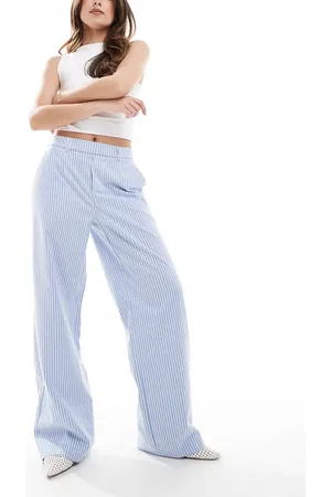 Object – Elegante, gestreifte Hose in und Weiß mit weitem Bein