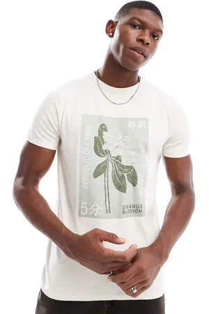 SCALPERS – T-Shirt in gebrochenem mit Briefmarken-Print