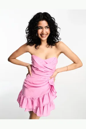 ASOS – Minikleid in Hot Pink mit Falten und Raffung