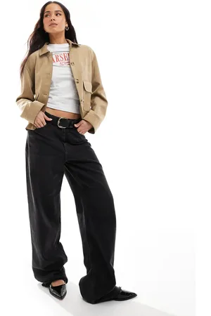 Stradivarius – Jacke aus Wildlederimitat in Sand