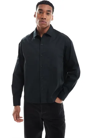 ASOS Plus –Kastiges Oversize-Hemd aus Popeline in mit Knopfleiste