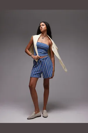 Topshop – Frottee-Shorts in mit Streifen und Kordelzug, Kombiteil