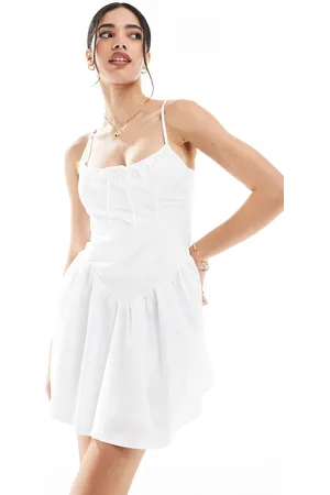 Bershka – Gerafftes Minikleid in mit tiefer Taille