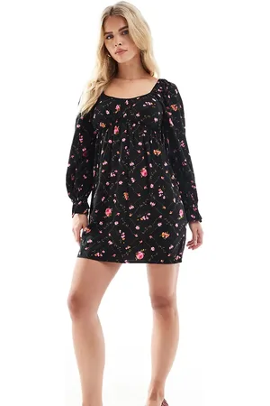 Miss Selfridge – Langärmliges Mini-Freizeitkleid mit Blümchenmuster