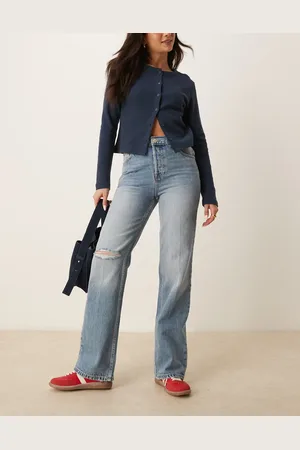 Free People – Holly – Bootcut-Jeans in Cambridge- mit zerrissenen Knien