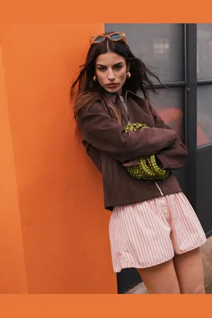 Topshop – Jacke aus Wildlederimitat in mit durchgehendem Reißverschluss