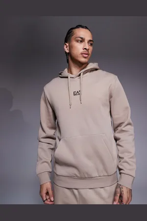 EA7 Armani – – Kapuzenpullover in Beige mit zentriertem Logo, Kombiteil