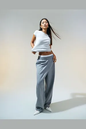 ASOS – Hose aus Scuba-Stoff in Anthrazit meliert mit Umschlagsaum