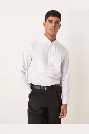 ASOS – Elegantes Hemd in mit Flügelkragen und plissiertem Latzdetail vorne in regulärer Passform