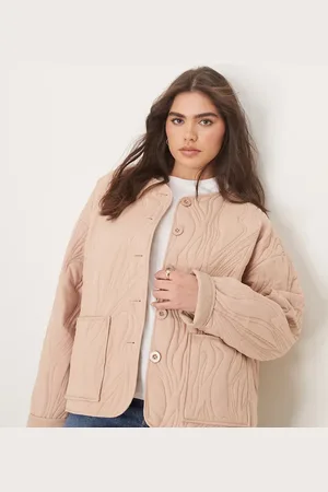 ASOS ASOS DESIGN Curve – Strukturierte Steppjacke aus Baumwolle in Blassrosa