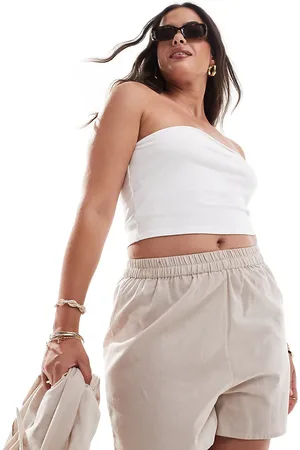 Esmée Esmée Curve – Exklusiv – Strukturierte Strand-Shorts in Hellbeige, Kombiteil