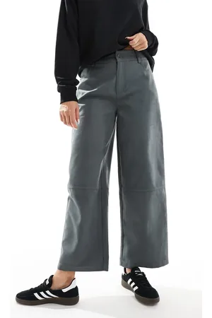 ASOS – Barrel-Hose aus Wildlederimitat in Anthrazit