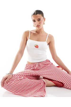 Pull&Bear – Camisole-Oberteil in mit Erdbeer-Print