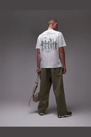 Topman – Oversize-T-Shirt in mit „Chateau“-Print auf Vorder- und Rückseite