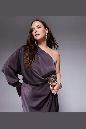ASOS ASOS DESIGN – Maxikleid in Schokobraun mit One-Shoulder-Träger und Faltendetails