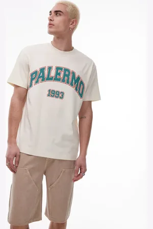 Topman – Oversize-T-Shirt in Ecru mit „Palermo“-Print