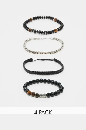 ASOS – 4er-Pack Armbänder mit Perlen- und Kettendesign in