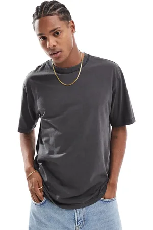 Only & Sons – T-Shirt in Anthrazit mit Used-Details