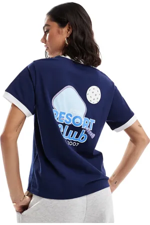 Cotton On Cotton On – T-Shirt in mit V-Ausschnitt und Resort-Club-Grafik