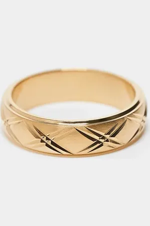 ASOS – Goldfarbener Ring aus wasserfestem Edelstahl mit geprägtem Detail