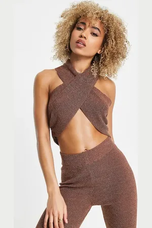 ASOS – Wickeloberteil aus Strick mit Metallic-Garn, Kombiteil
