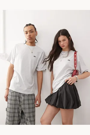 Vans – Oversize-T-Shirt in Hellgrau mit Logo auf der linken Brust