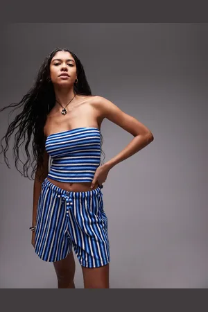 Topshop – Trägerloses Frottee-Oberteil in mit Streifen, Kombiteil