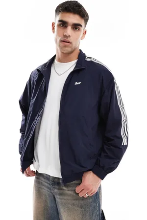 Pull&Bear – Trainingsjacke in mit Streifen und durchgehendem Reißverschluss