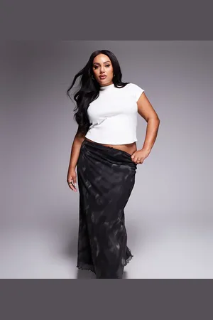 ASOS ASOS DESIGN Curve – Midirock aus Netzstoff mit Grungemuster