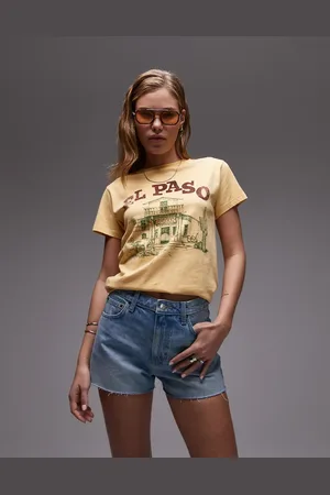 Topshop – Jeans-Shorts mit A-Linien-Schnitt in ausgebleichter Optik