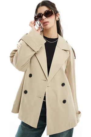 ASOS – Kurzer Trenchcoat in Steinbeige